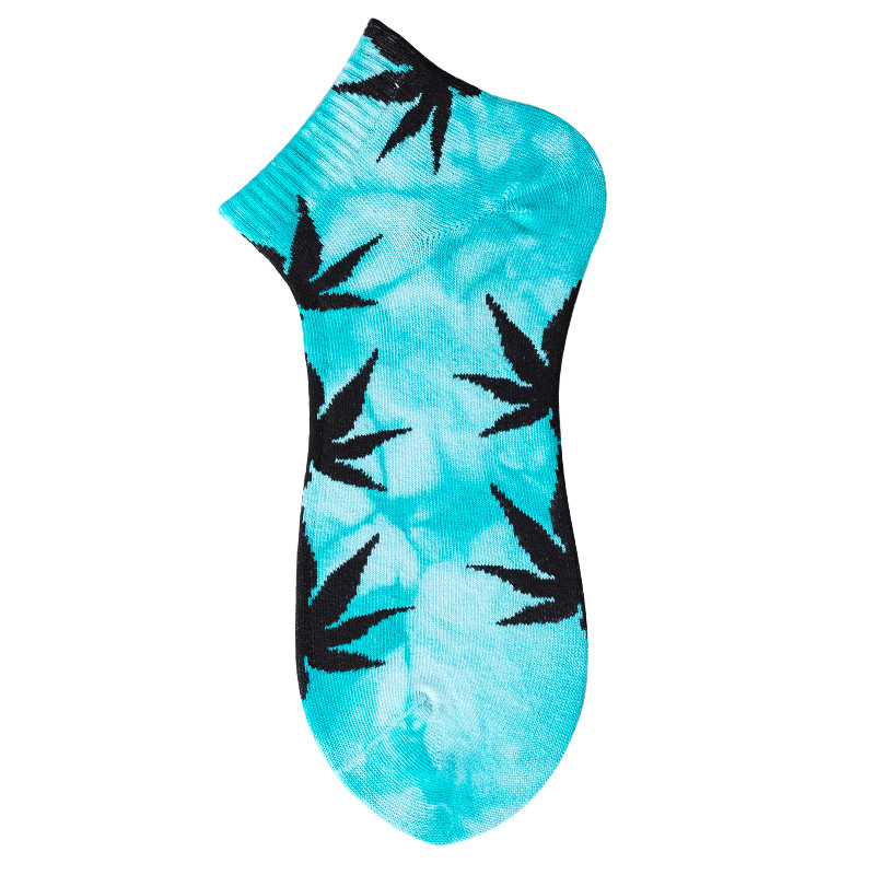 Low Cut Tie Dye Socks Maple Weed Pattened Boat Socks Tide Men Socks for Spring Autumn